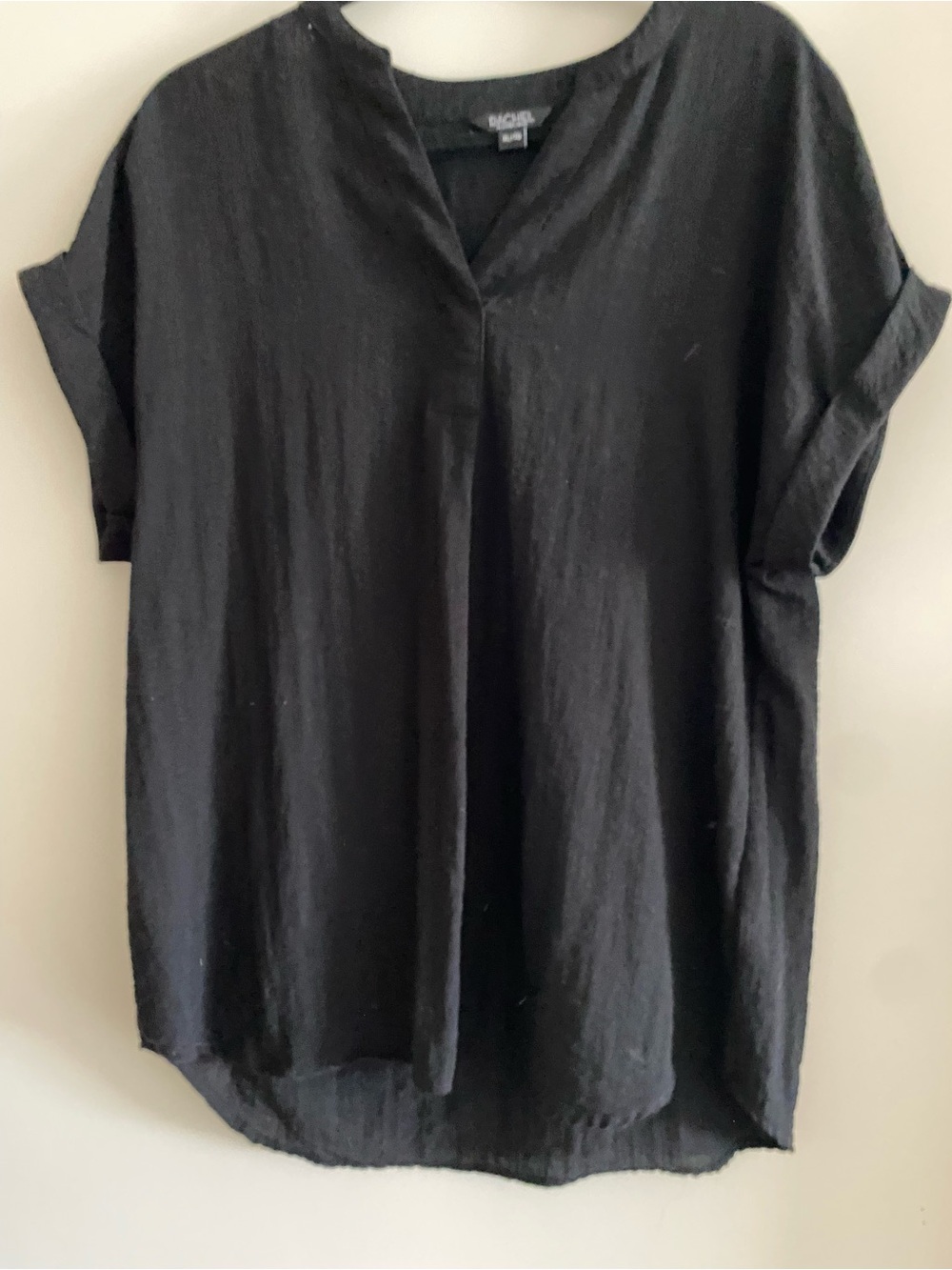 RACHEL Rachel Roy Black Split-Neck Tunic Top